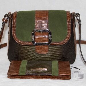 BRAHMIN SET Gianna Crossbody Bag Samba Highgate Leather Purse Handbag + Wallet